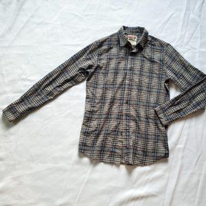 Men's WRANGLER Black Plaid Long Sleeve Button Down Shirt Sz S - EUC
